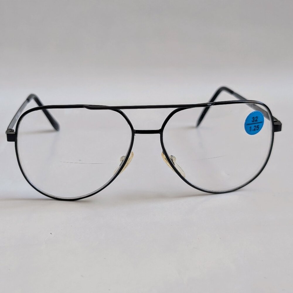 (NWT) Vintage 90's Aviator Metal Bi-Focal Reading Glasses (S. Black)
